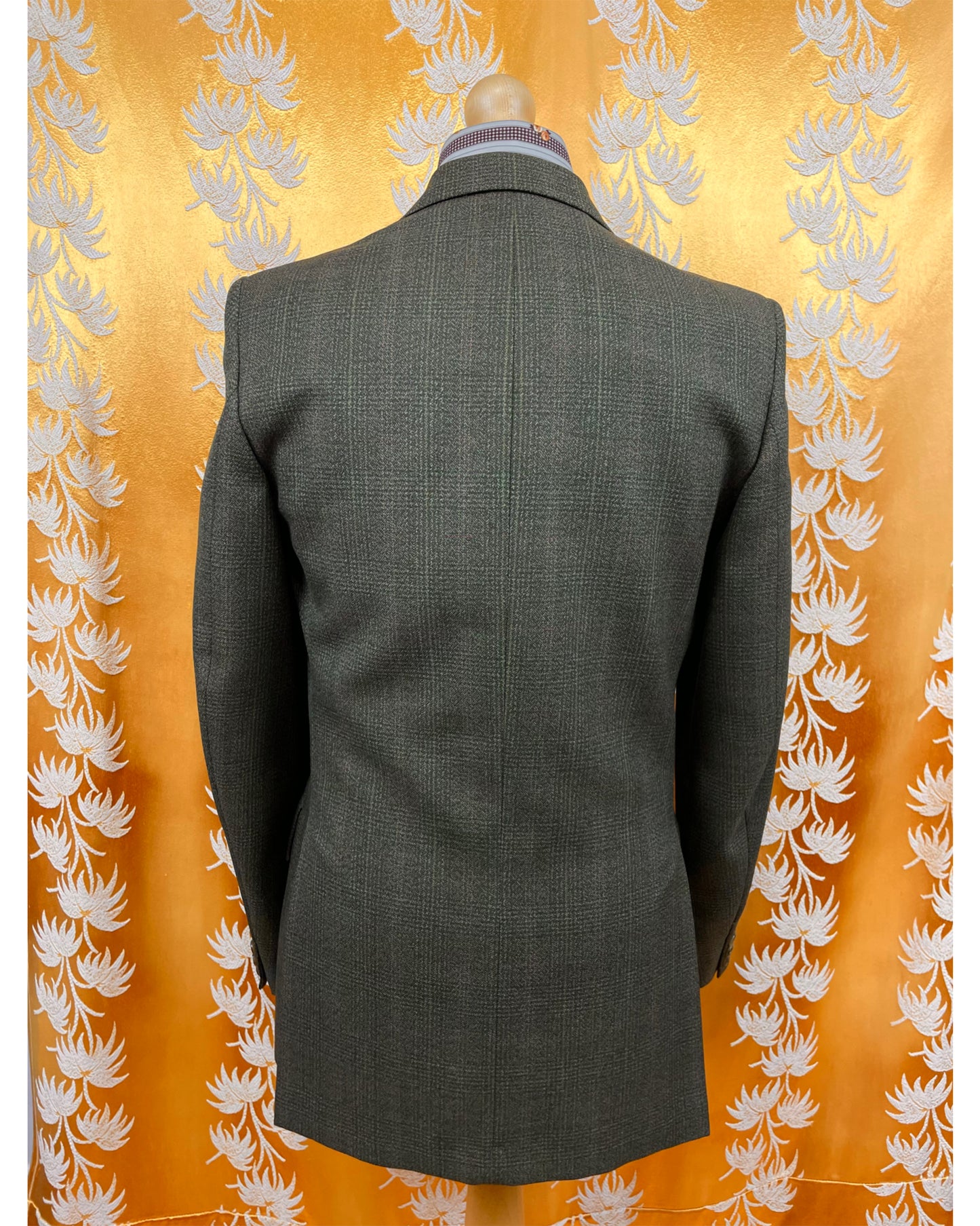 Vintage 1960’s 1970’s Green Plaid Three Button Suit by Maenson
