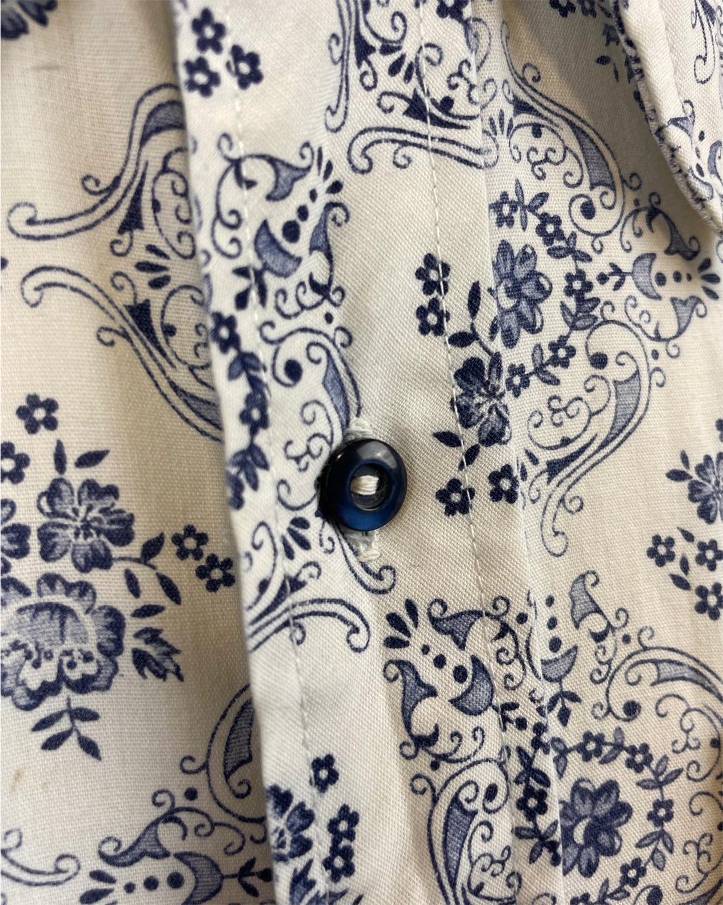 Vintage 1960’s 1970’s Blue and White Psychedelic Ranch Shirt