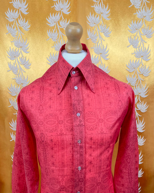1960’s 1970’s Red Paisley Psychedelic Shirt by Double Two