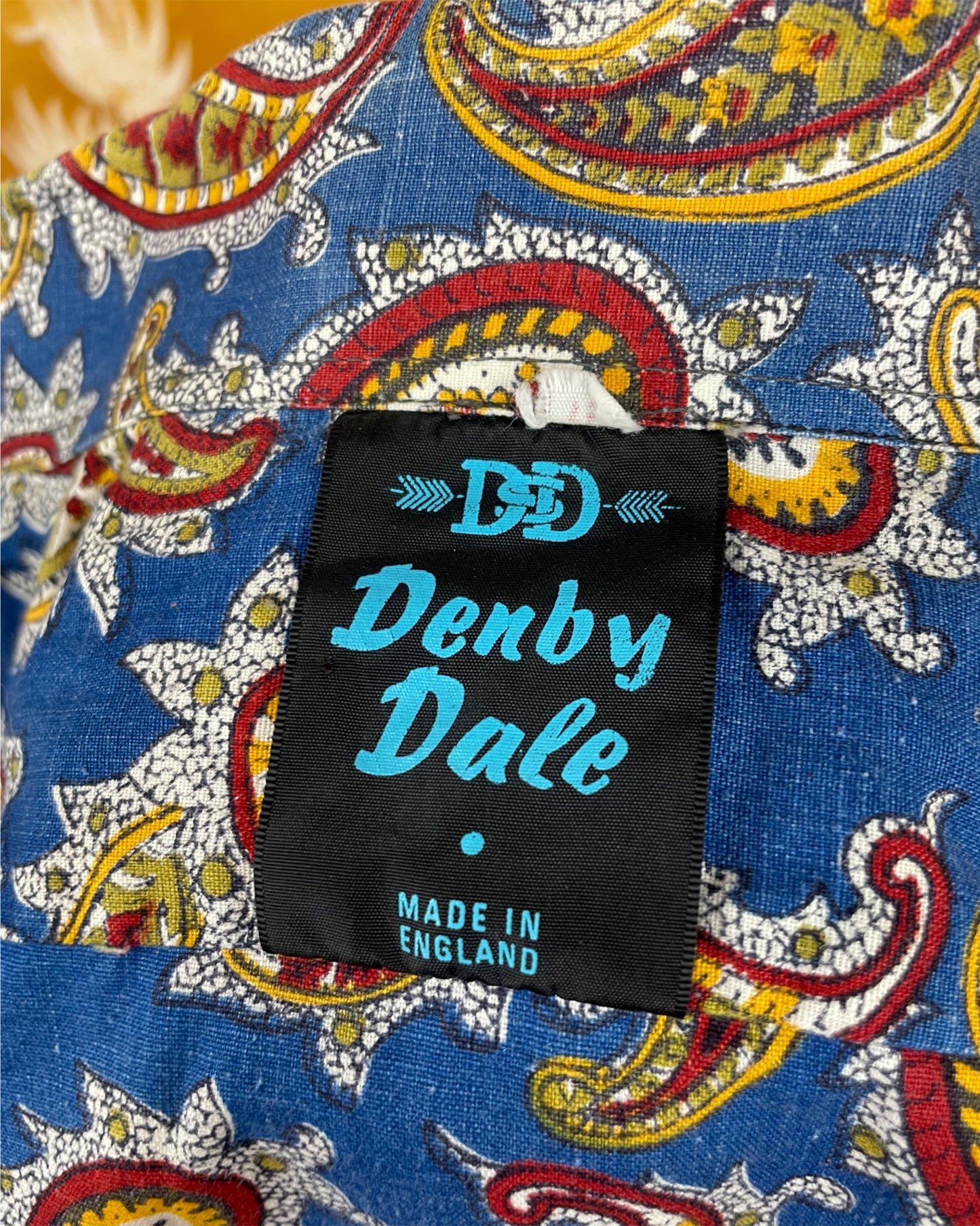 Vintage 1960’s 1970’s Blue Paisley Button Down Psychedelic Shirt by Denby Dale