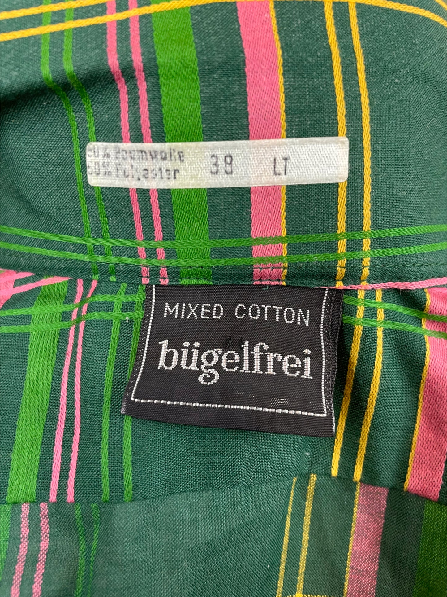 Vintage 1970’s Green Plaid Dagger Collar Shirt