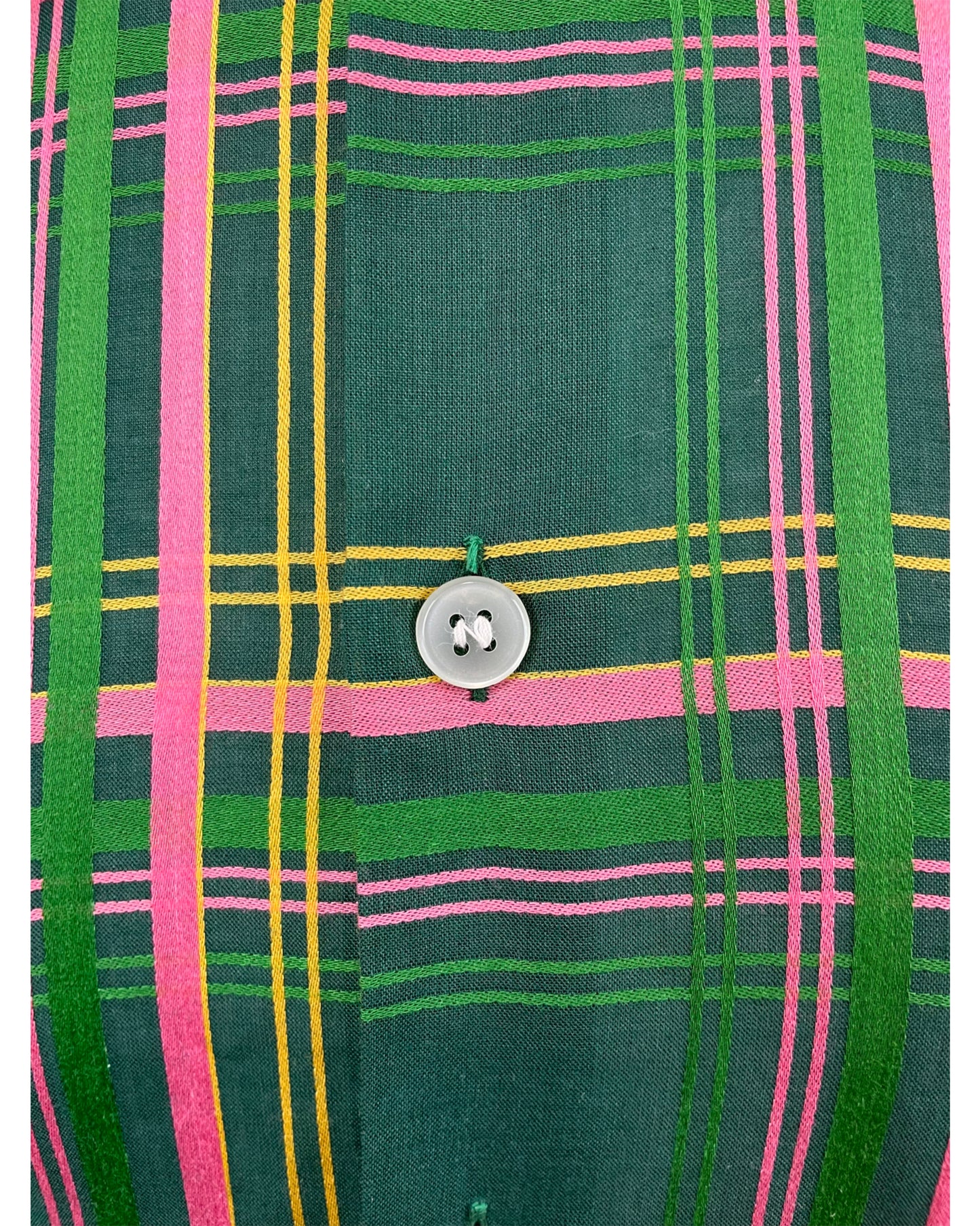 Vintage 1970’s Green Plaid Dagger Collar Shirt