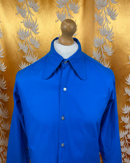 Vintage 1960’s 1970’s Blue Beagle Collar Shirt by Silverbond