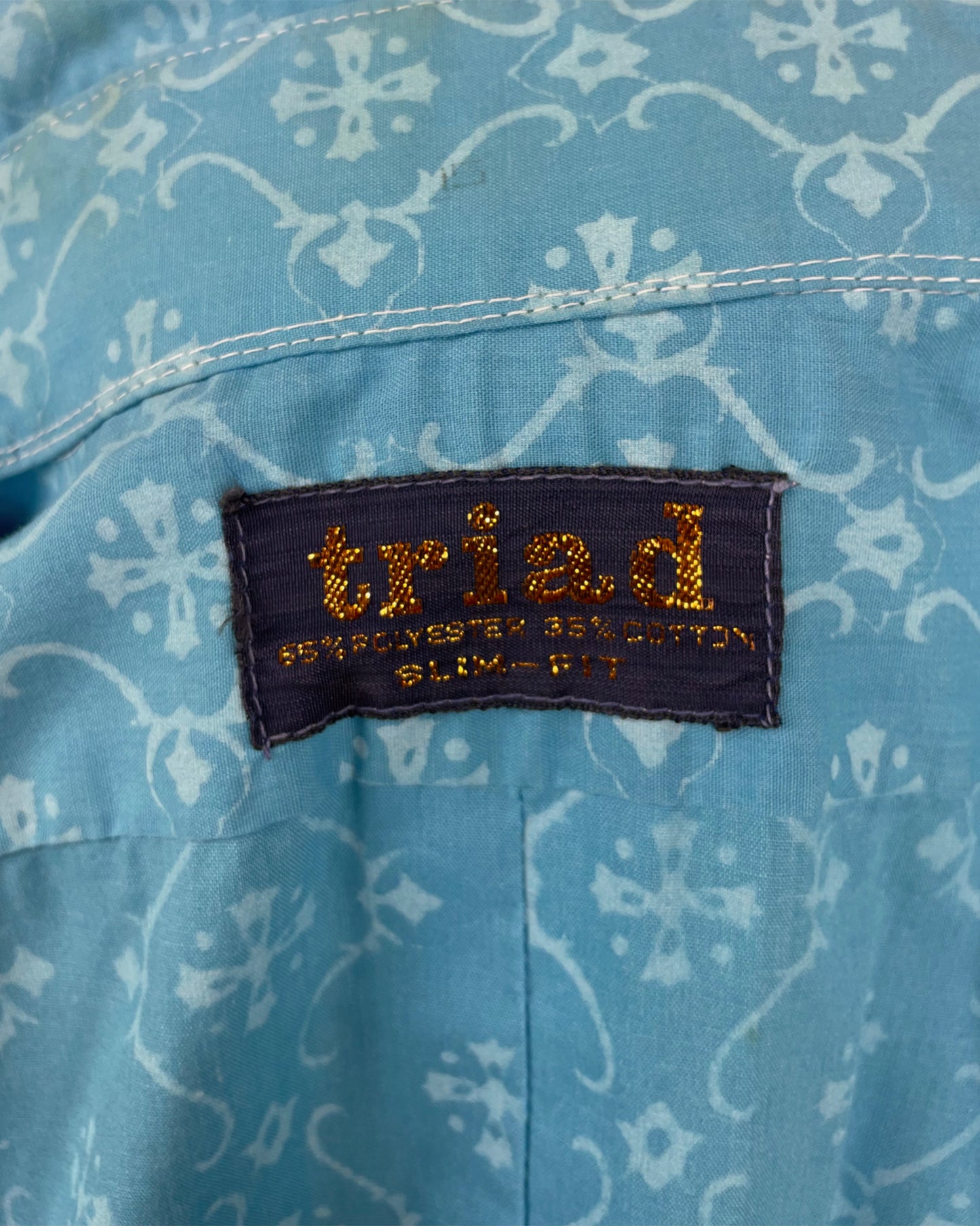 Vintage 1960’s 1970’s Blue Psychedelic Mod Beagle Collar Shirt by Triad