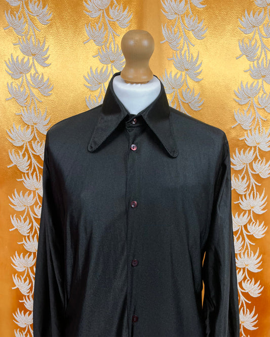 Vintage 1960’s 1970’s Black Beagle Collar Shirt Mod Psychedelic by Boar