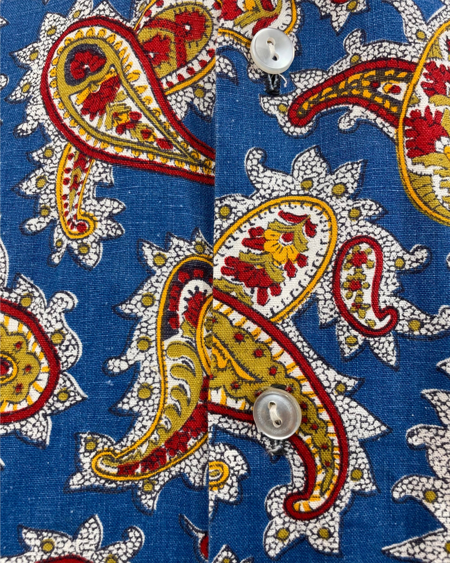 Vintage 1960’s 1970’s Blue Paisley Button Down Psychedelic Shirt by Denby Dale