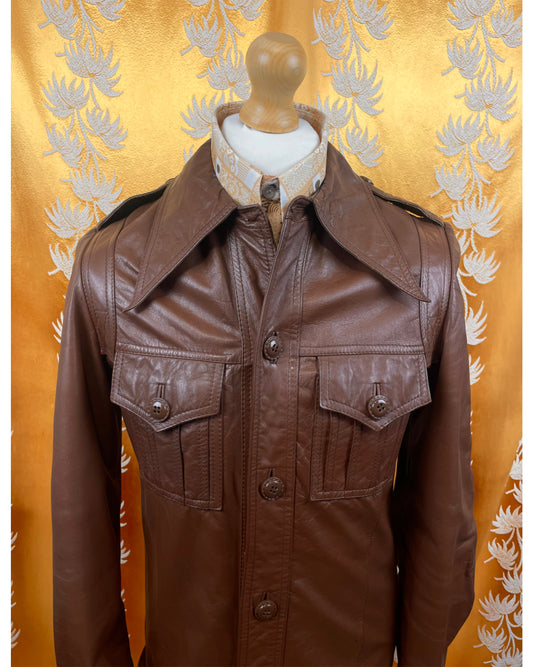 Vintage 1970’s Dagger Collar Leather Jacket by Echt Leder