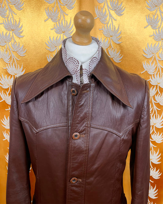 Vintage 1960’s 1970’s Dagger Collar Leather Jacket