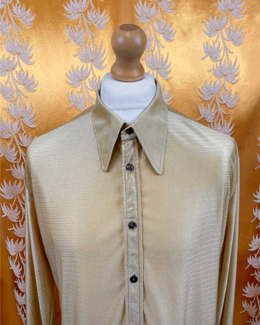 Vintage 1960’s 1970’s Gold Beagle Collar Shirt by Terrow