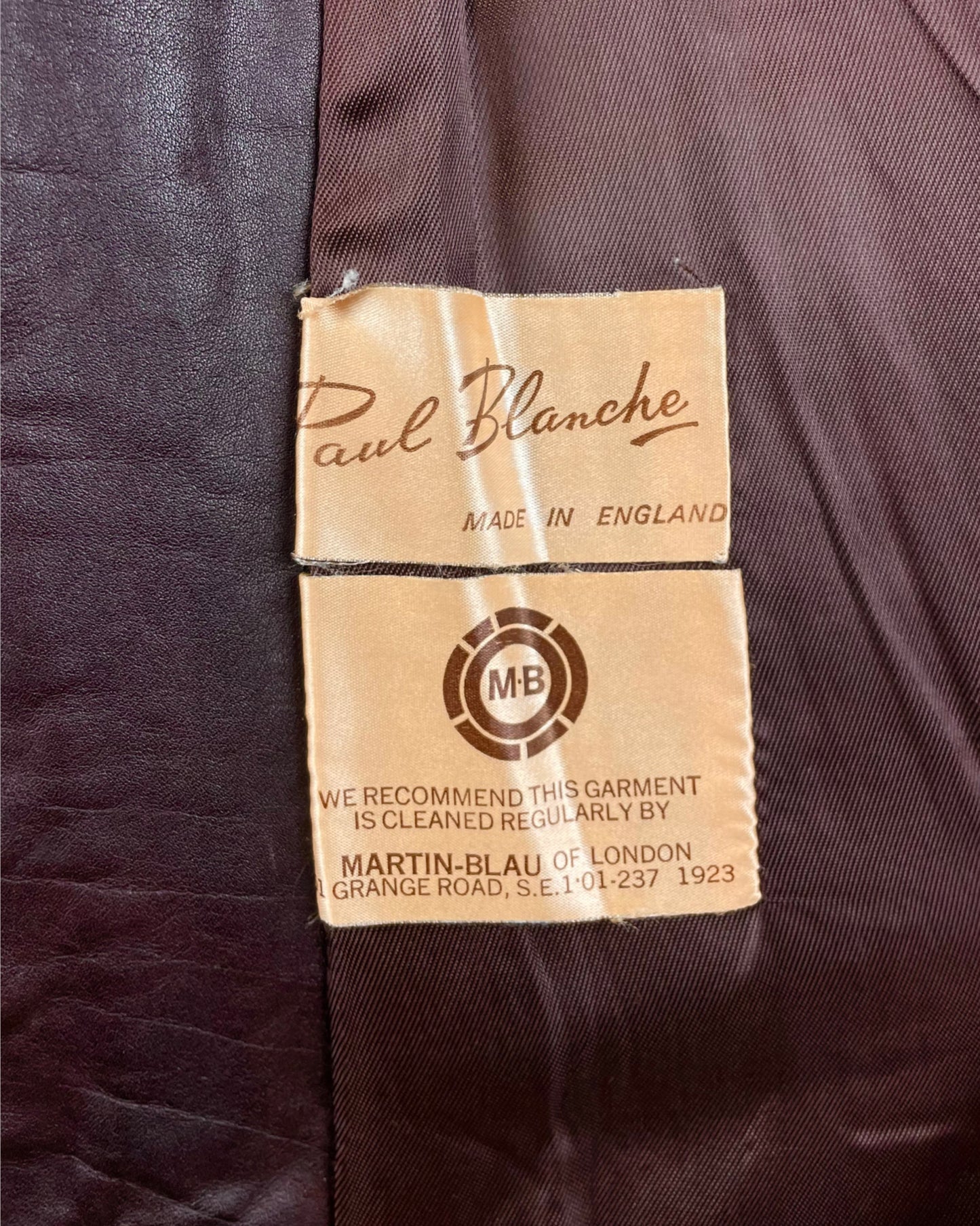 Vintage 1960’s 1970’s Oxblood Beagle Collar Leather Jacket by Paul Blanche