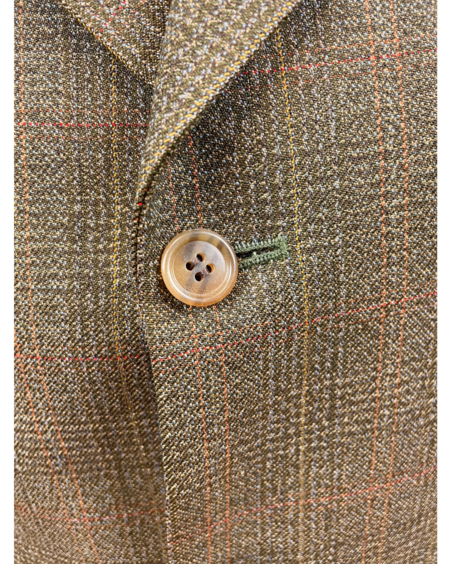 Vintage 1960’s 1970’s Green Plaid Three Button Suit by Maenson