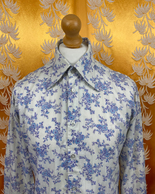 Vintage 1960’s 1970’s Dagger Collar Floral Shirt