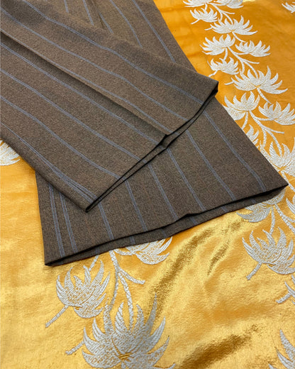 Vintage 1960’s 1970’s Brown/Blue Pinstripe Three Piece Flared Suit