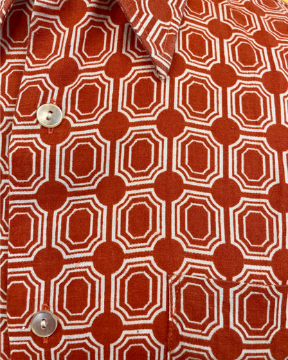 Vintage 1960’s 1970’s Dagger Collar Red Patterned Shirt
