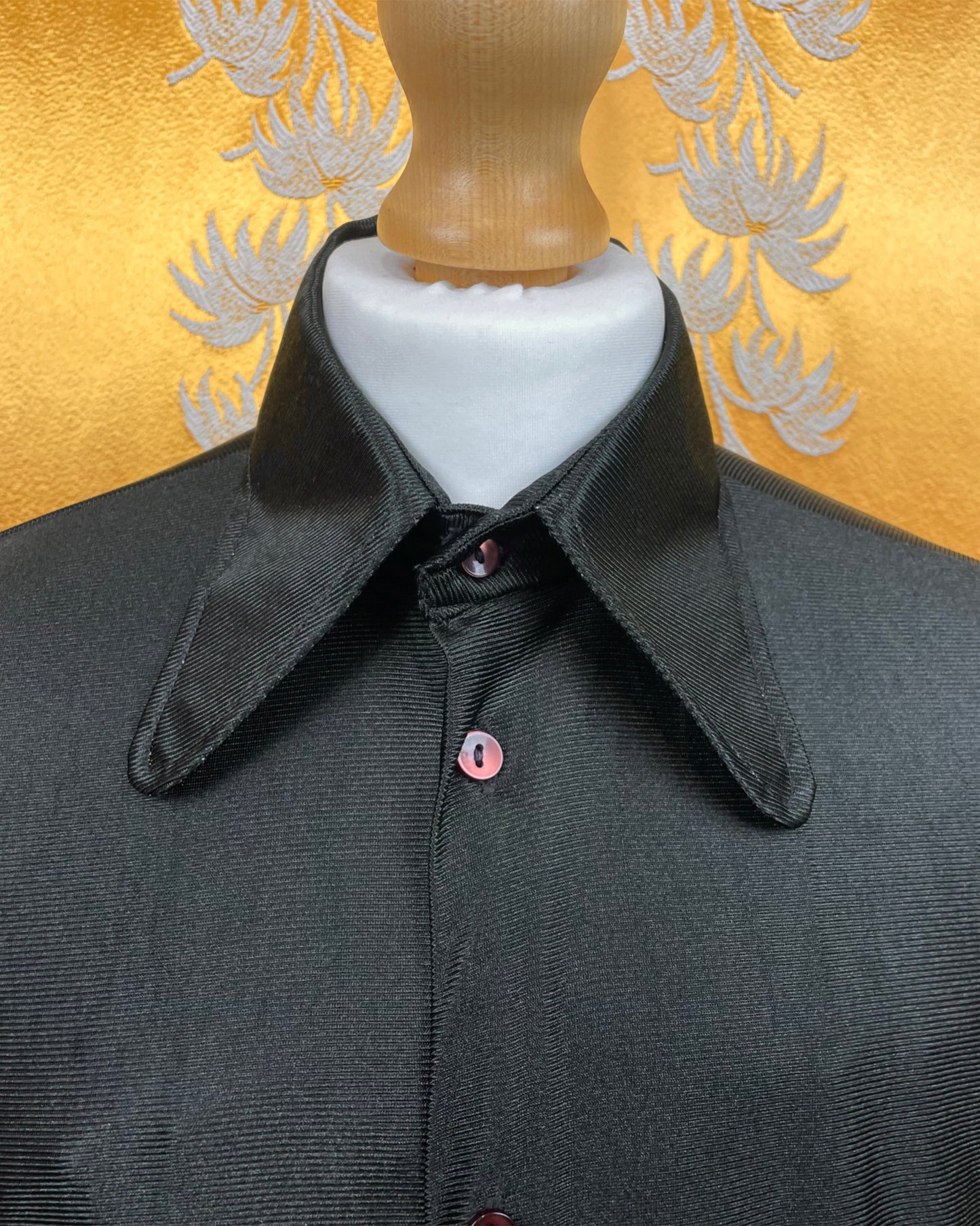 Vintage 1960’s 1970’s Black Beagle Collar Shirt Mod Psychedelic by Boar