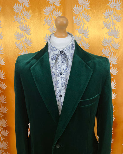 Vintage 1960’s 1970’s Bottle Green Velvet Blazer by Hepworths