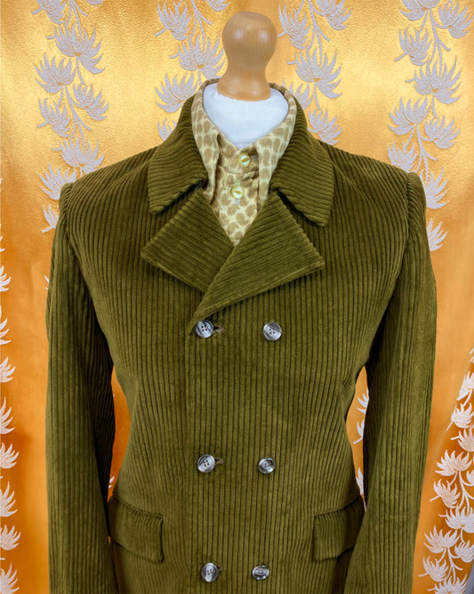 Vintage 1960’s Green Corduroy Flared Regency Two Piece Suit by RiteRhode
