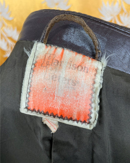 Vintage 1960’s Full Length Brown Leather Beagle Collar Trench Coat by Harrison Peters