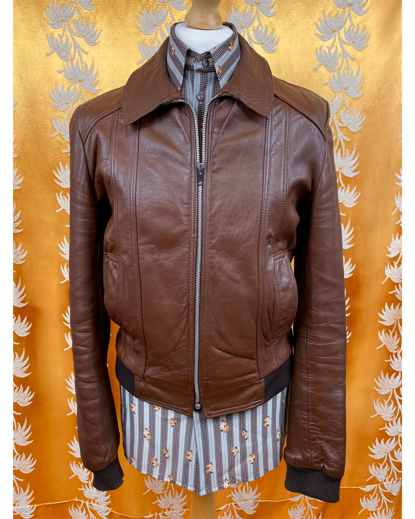 Vintage 1960’s 1970’s Brown Leather Bomber Jacket