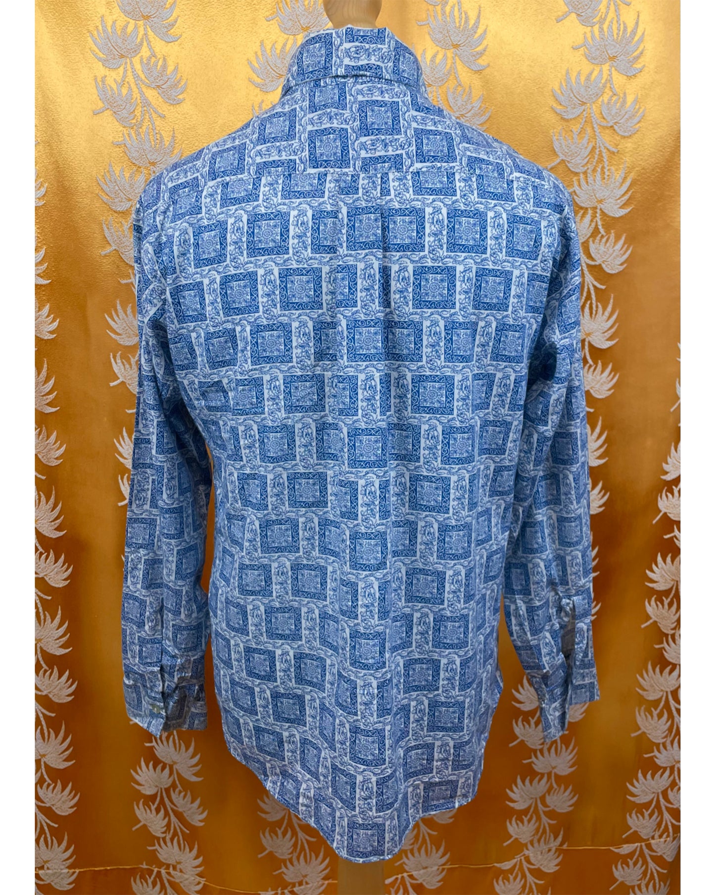 1960’s 1970’s Blue Floral Patterned Shirt by Donlin