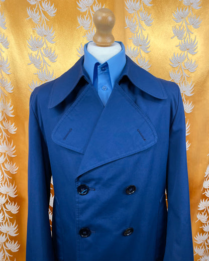 1960s 1970’s Blue Mac Trench Coat by Burton