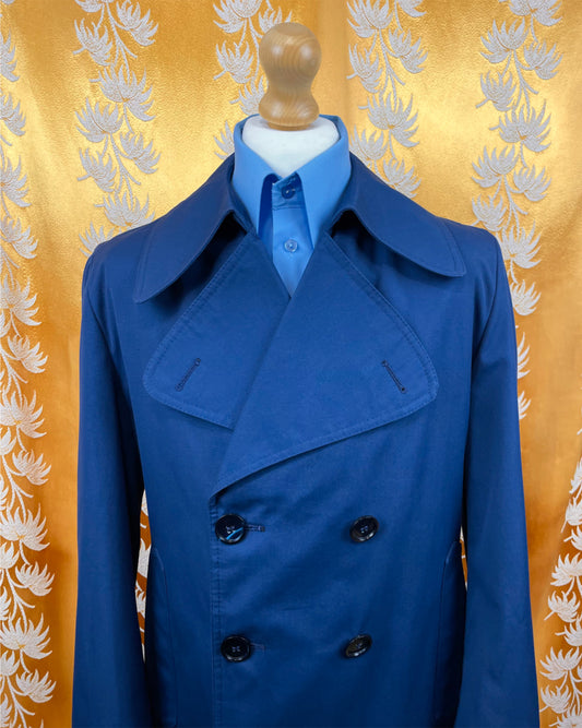 1960s 1970’s Blue Mac Trench Coat by Burton