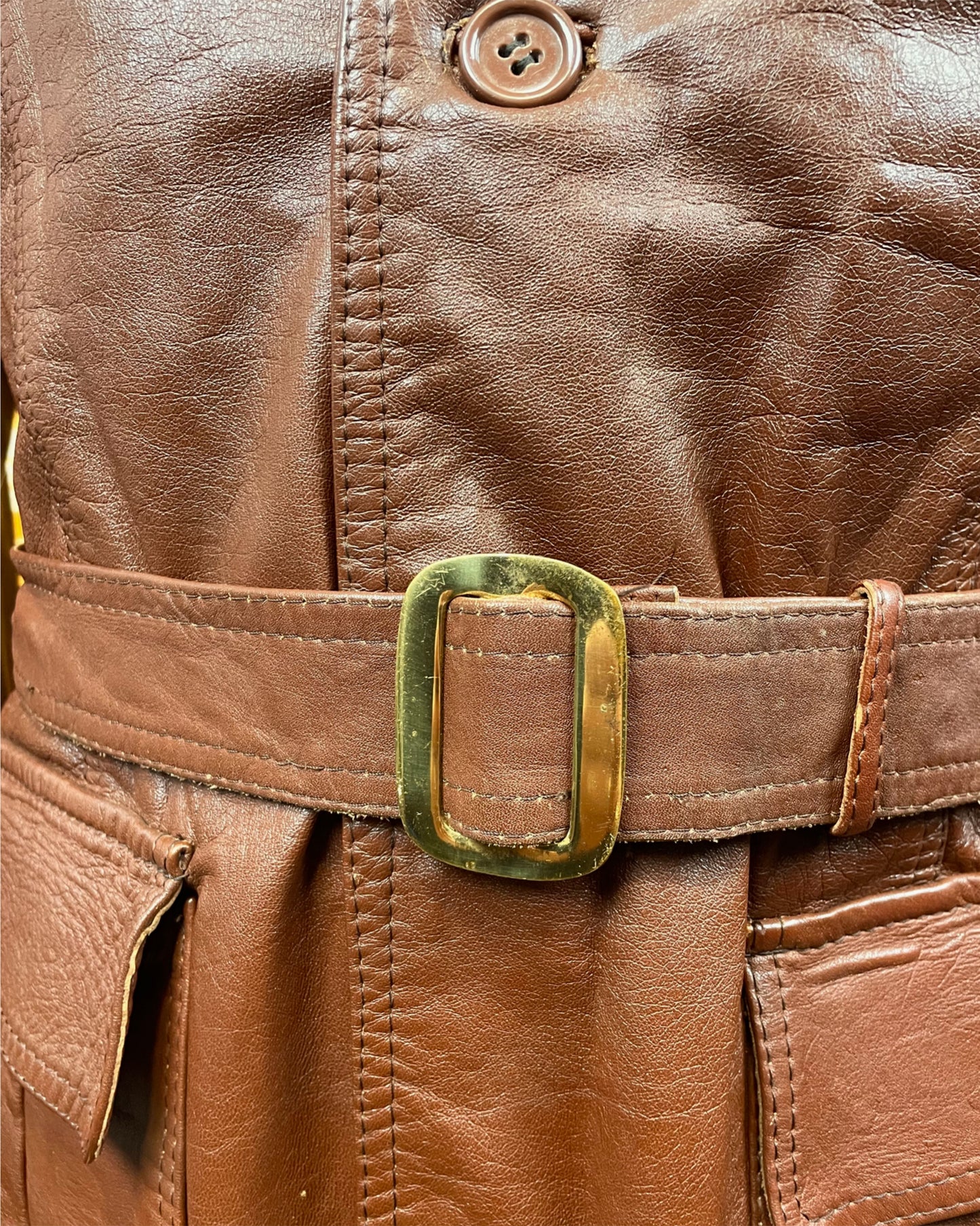 Vintage 1960’s 1970’s Brown Beagle Collar Leather Jacket by Campari