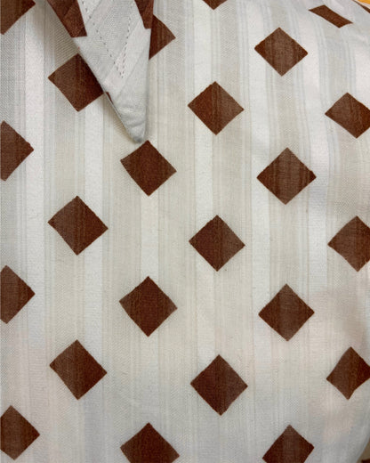 Vintage 1960’s 1970’s Dagger Collar Brown/White Shirt by John Langford of London