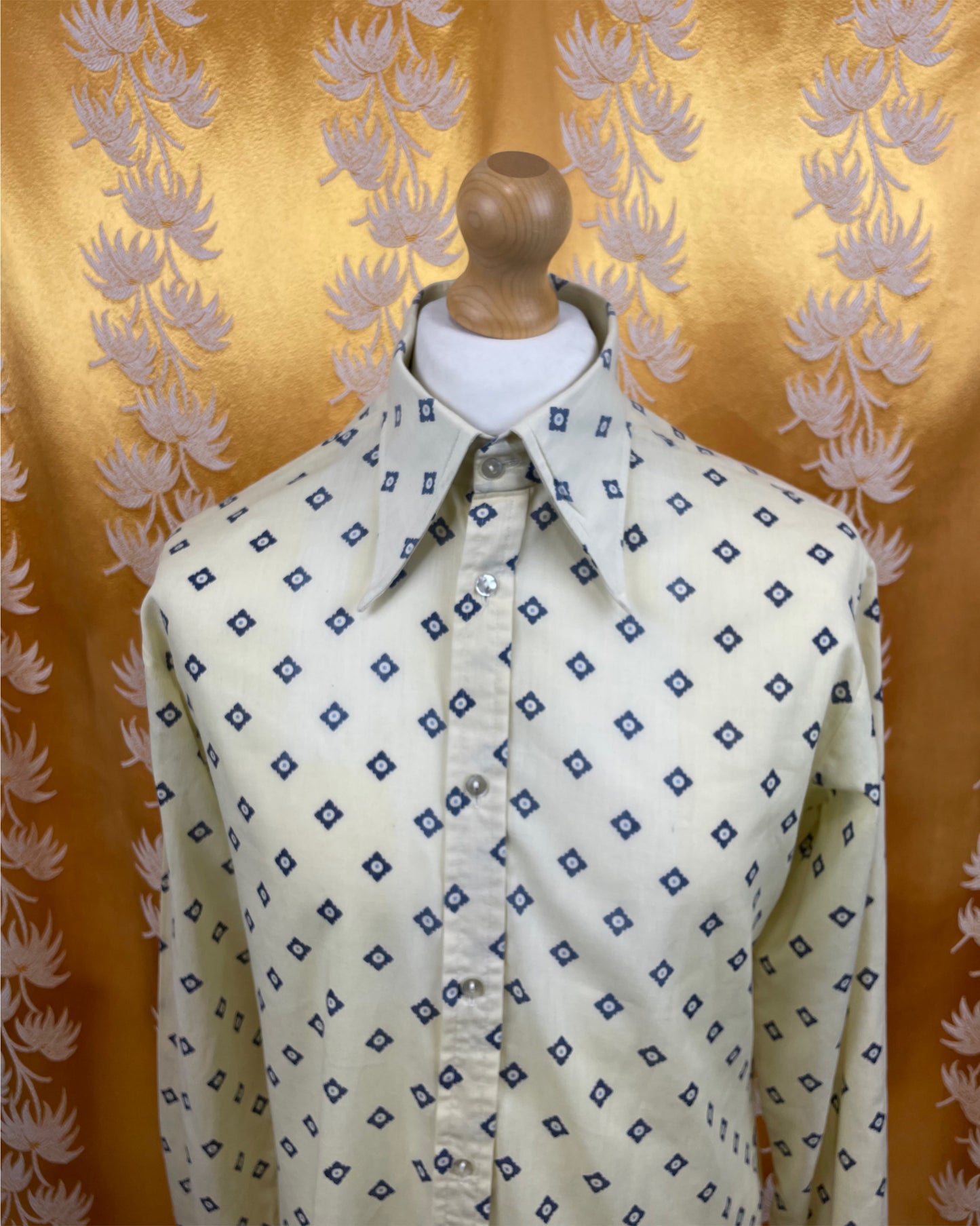 Vintage 1960’s 1970’s White/Blue Pattern Shirt by Status