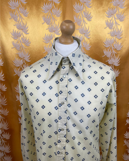 Vintage 1960’s 1970’s White/Blue Pattern Shirt by Status