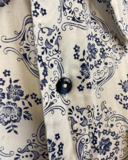 Vintage 1960’s 1970’s Blue and White Psychedelic Ranch Shirt