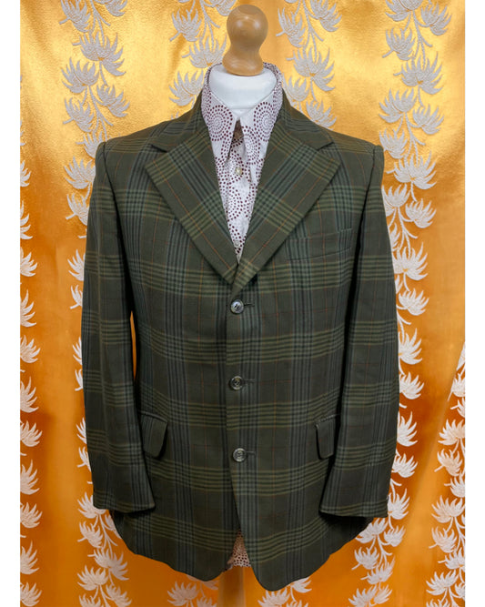 Vintage 1960’s 1970’s Three Button Plaid Blazer by Golden Seal