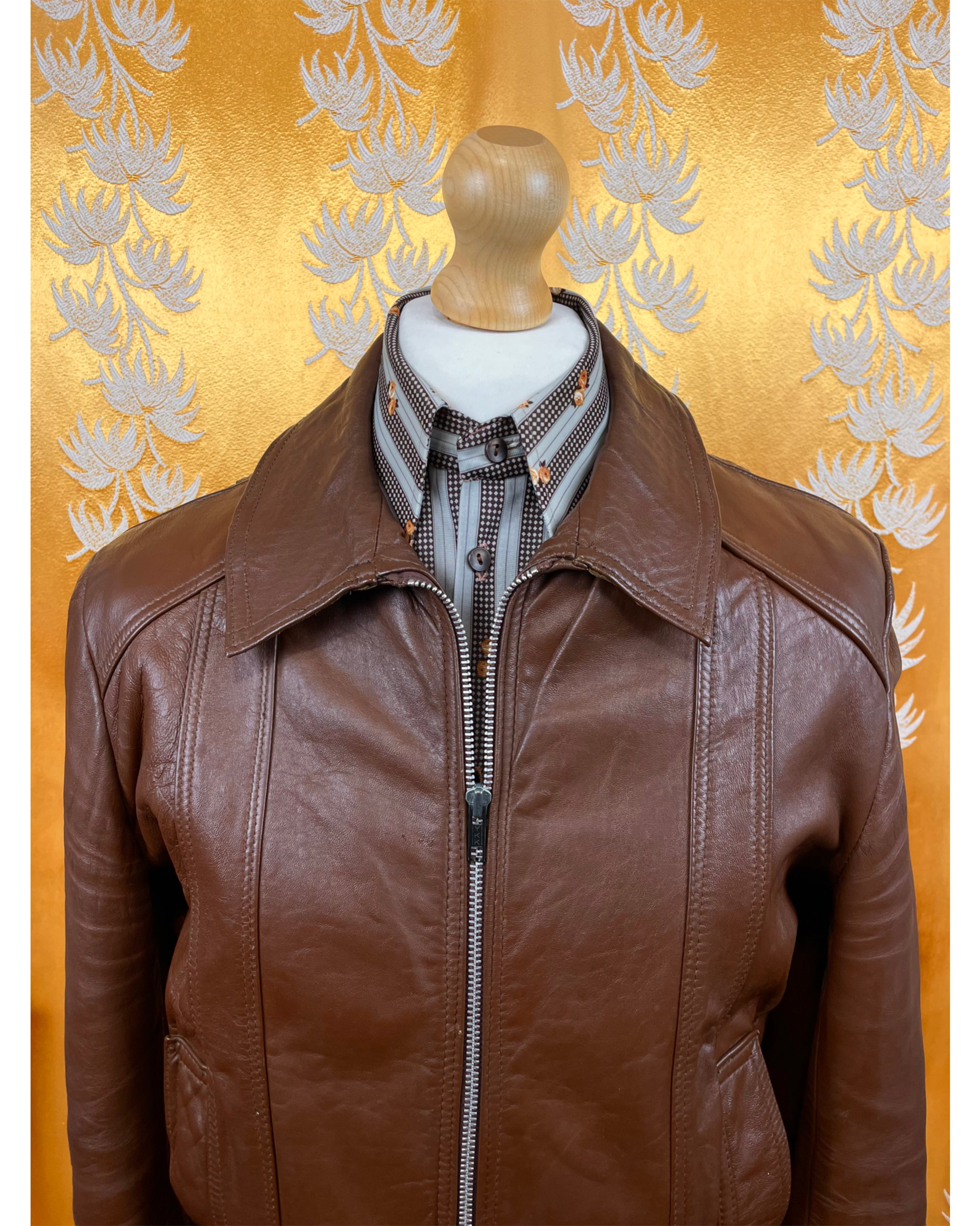 Vintage Leather Bomber Jacket Brown 革ジャン Vintage Brown Leather Bomber Jacket | Buffalo Jackson