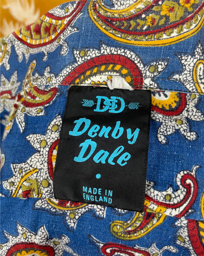 Vintage 1960’s 1970’s Blue Paisley Button Down Psychedelic Shirt by Denby Dale