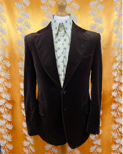 Vintage 1960’s 1970’s Brown Velvet Flared Two Piece Suit