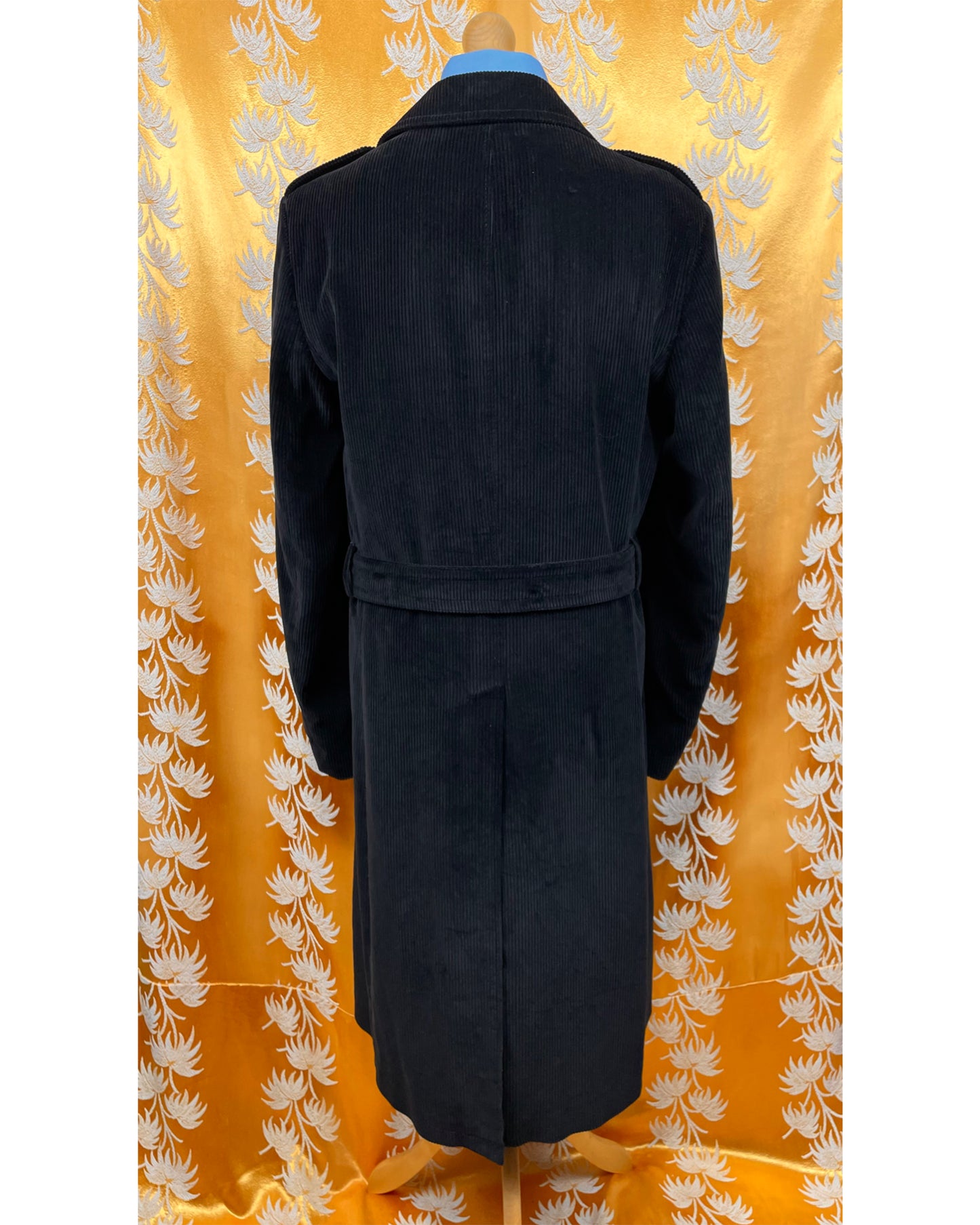 1960’s 1970’s Black Corduroy Dagger Trench Coat