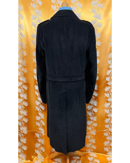 1960’s 1970’s Black Corduroy Dagger Trench Coat