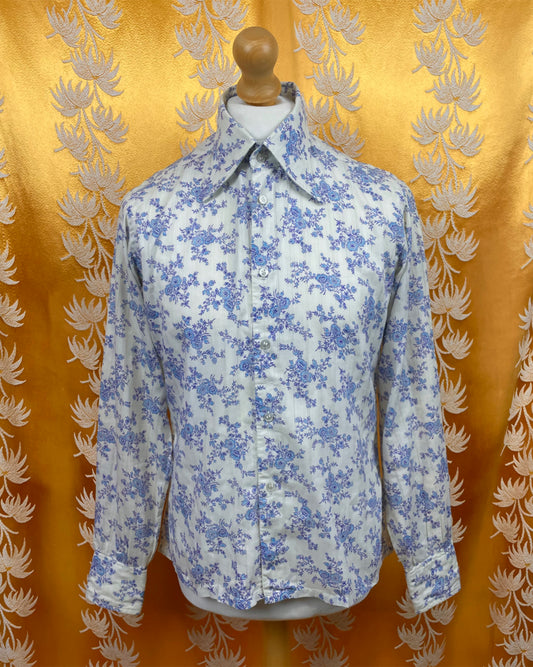Vintage 1960’s 1970’s Dagger Collar Floral Shirt