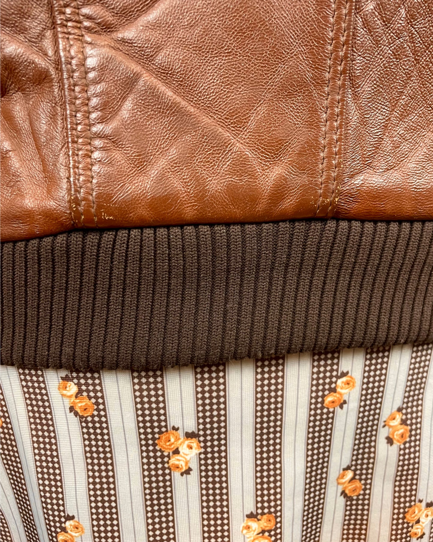 Vintage 1960’s 1970’s Brown Leather Bomber Jacket