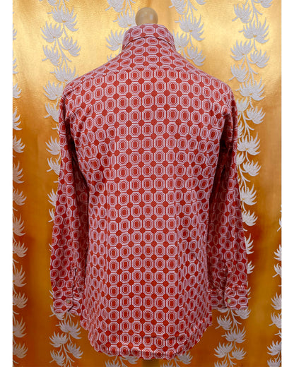 Vintage 1960’s 1970’s Dagger Collar Red Patterned Shirt
