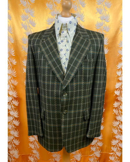 Vintage 1960’s 1970’s Green Plaid Blazer by David Little