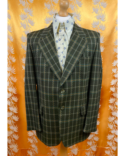 Vintage 1960’s 1970’s Green Plaid Blazer by David Little