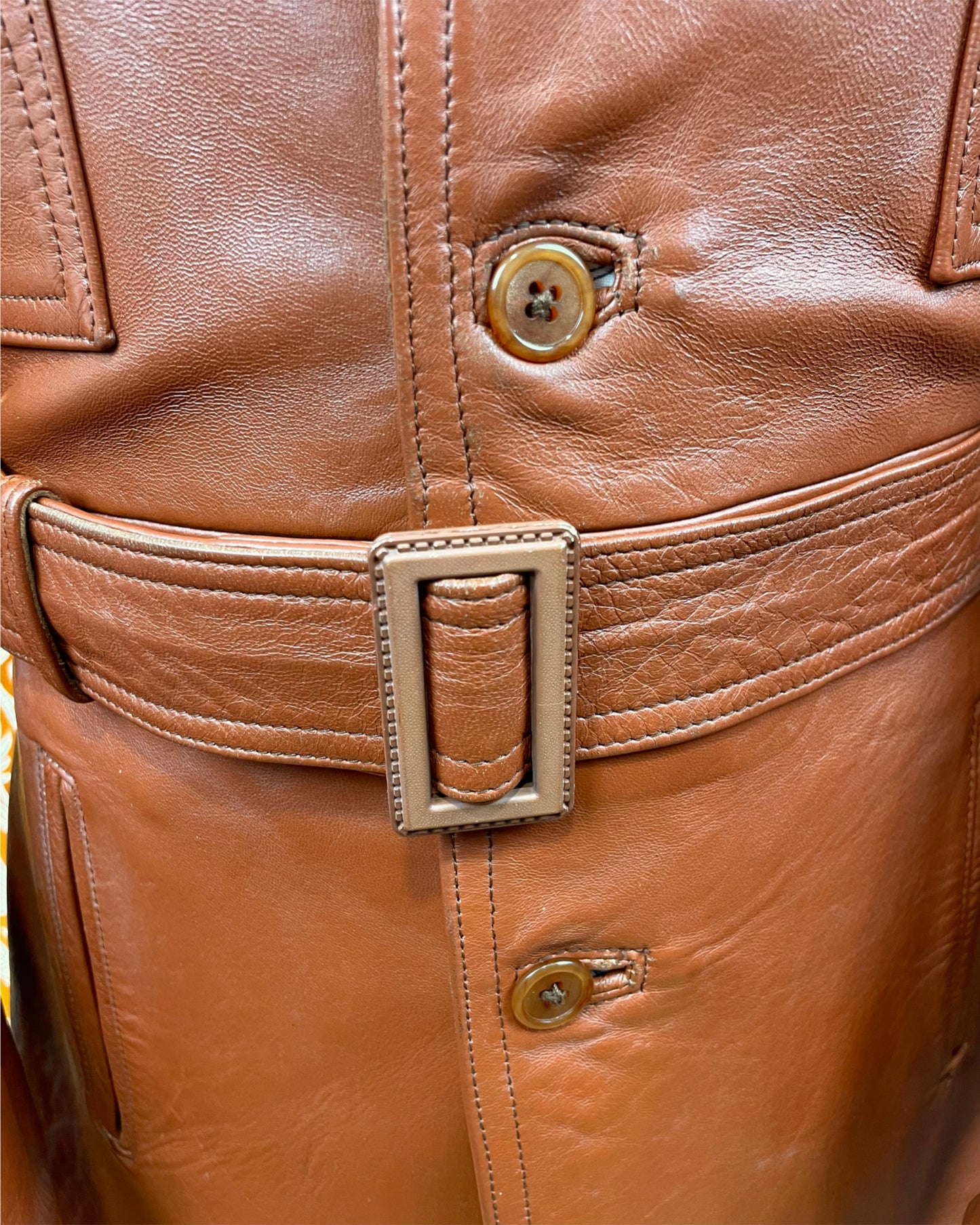 Vintage 1960’s 1970’s Belted Tan Leather Jacket by Barretts