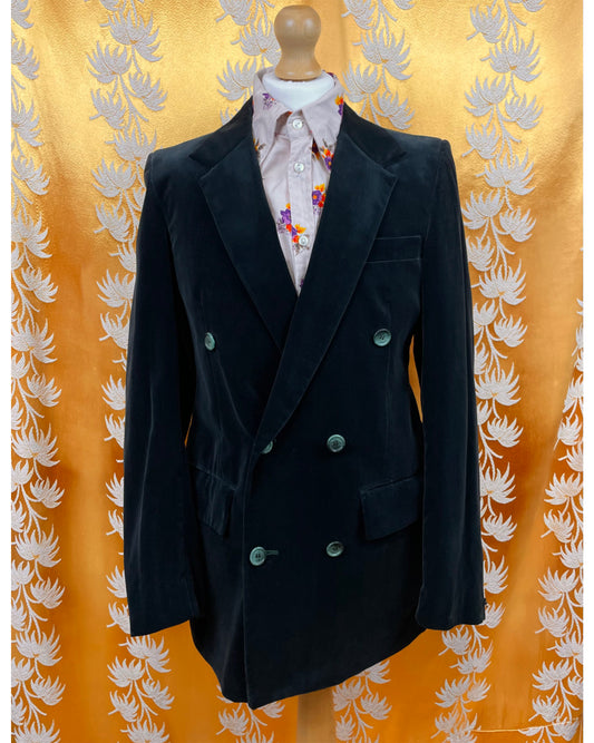 Vintage 1960’s Green Double Breasted Deadstock Velvet Blazer by RiteRhode