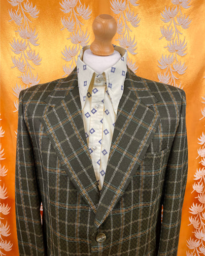 Vintage 1960’s 1970’s Green Plaid Blazer by David Little