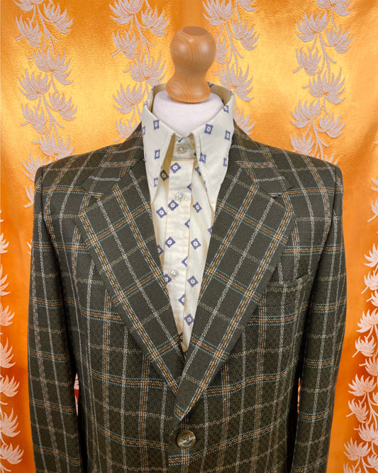Vintage 1960’s 1970’s Green Plaid Blazer by David Little