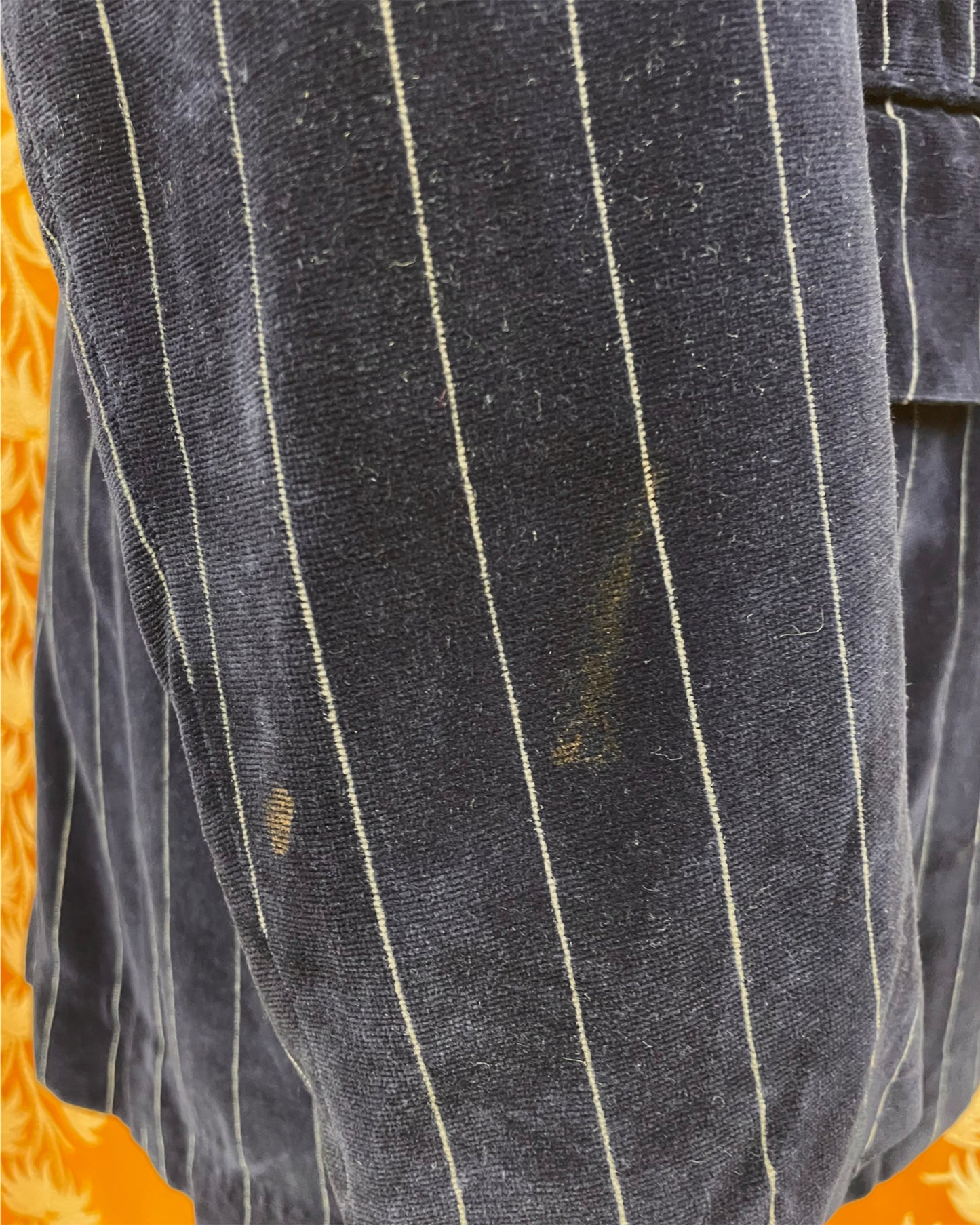 Vintage 1960’s 1970’s Blue Pinstirpe Flared Velvet Three-Piece Suit by Harold Tillman