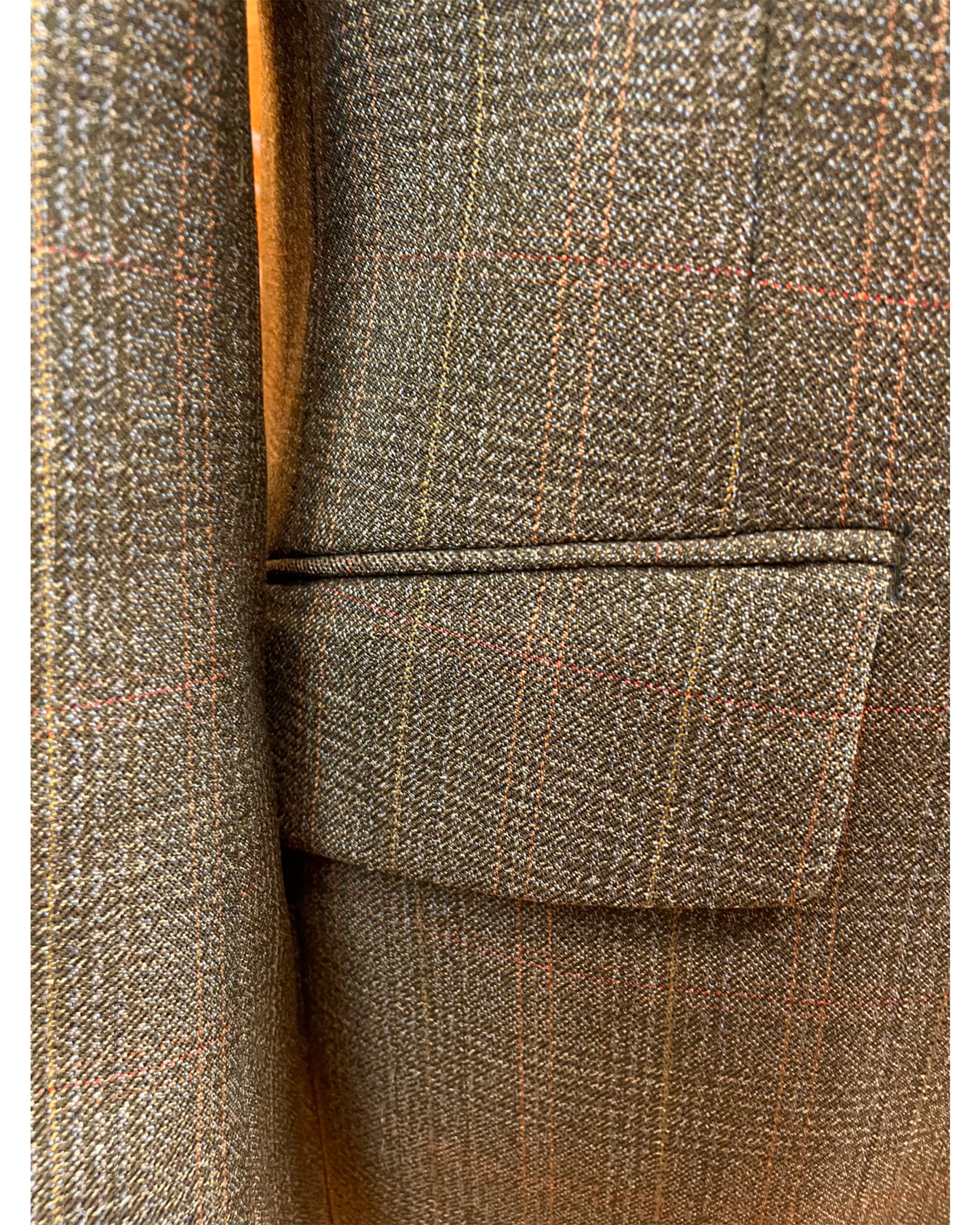 Vintage 1960’s 1970’s Green Plaid Three Button Suit by Maenson