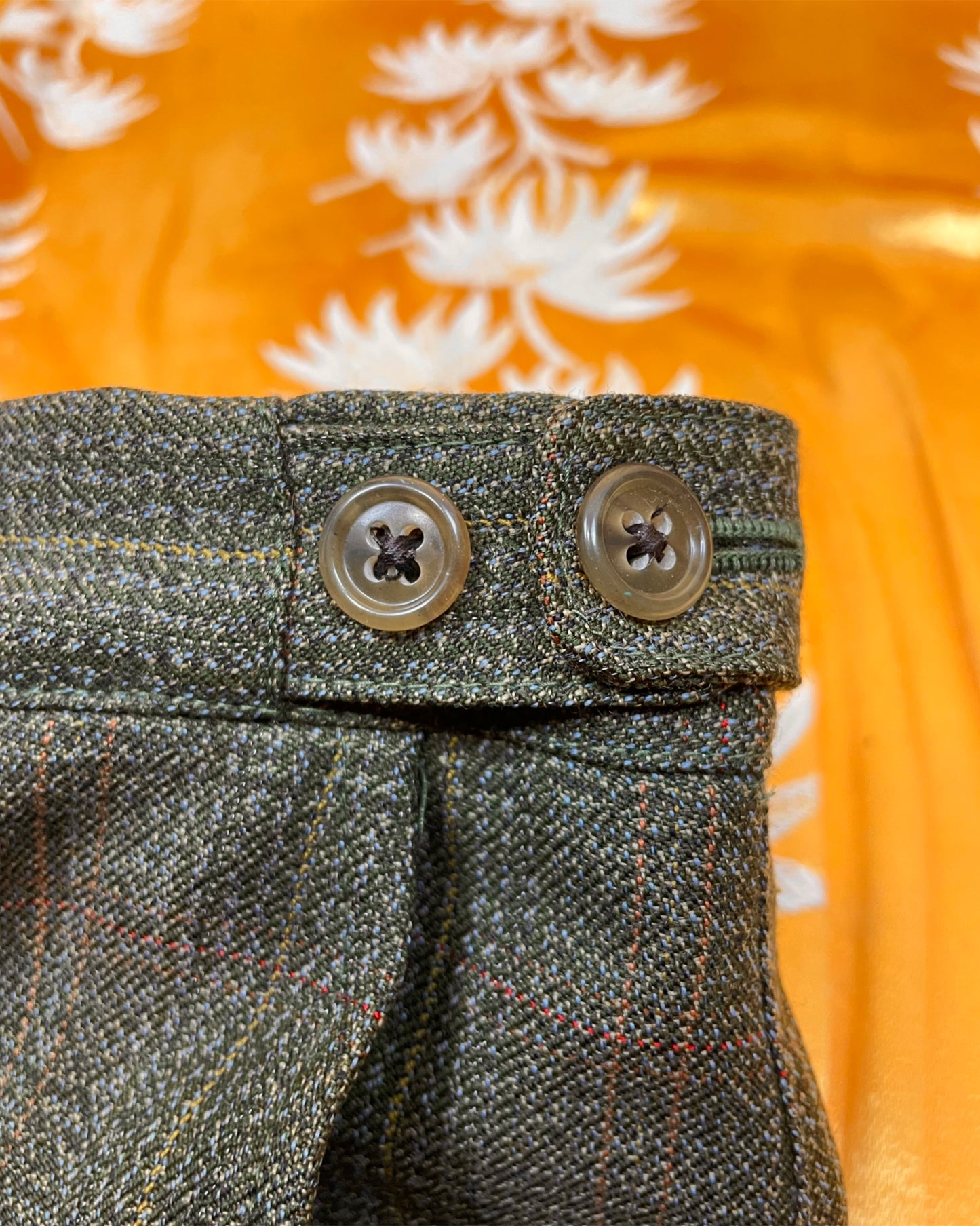 Vintage 1960’s 1970’s Green Plaid Three Button Suit by Maenson