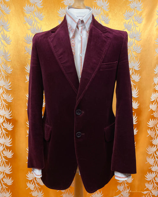 Vintage 1960’s 1970’s Burgandy Velvet Blazer